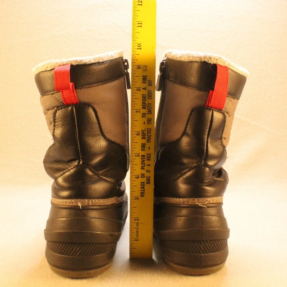 Cat & Jack Boys Thermolite Insulated Winter Boots Gray Black Size 4 Snow Kids
